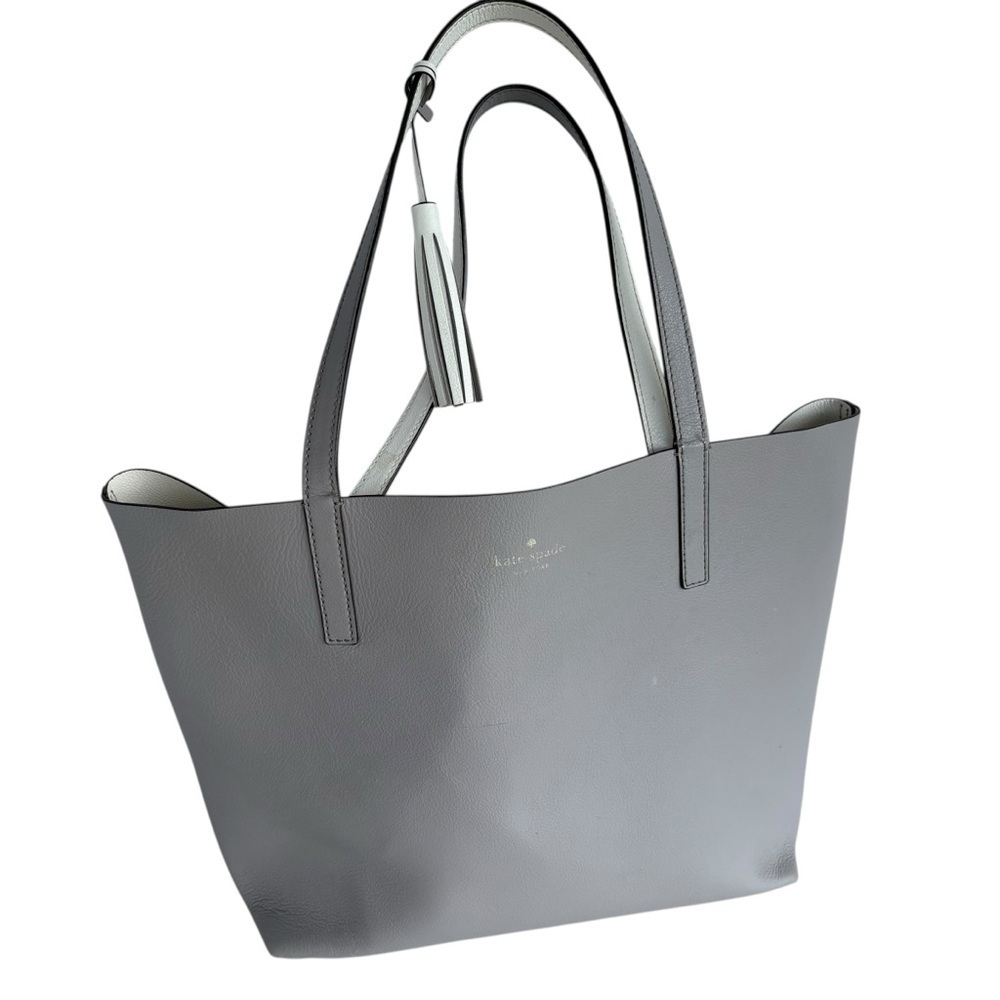 Kate Spade New York Leather Tote Bag with Tassel – Gray - Picture 13 of 15